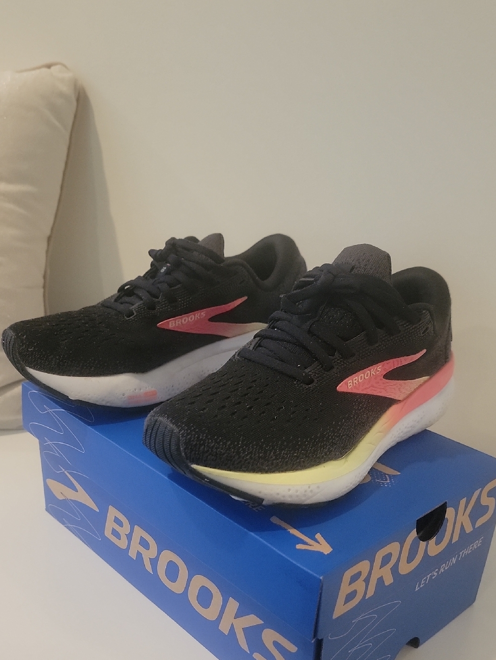 Brooks Black Running Sneakers with Pink & Yellow Accents Ghost 16